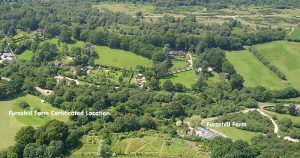 Furzehill Farm caravan site from the air